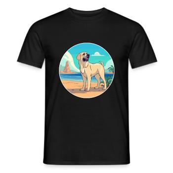 Kangal chien race dessin animé Kawaii Clipart aquarelle - T-shirt homme - noir - Devant - AI Model Male 178 light (178cm)
