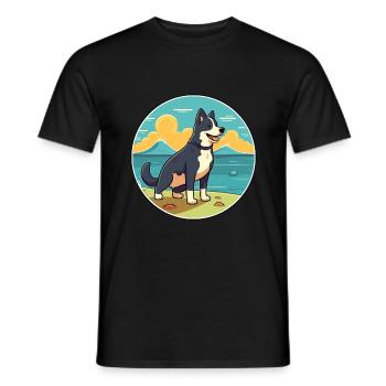 Karelian Bear Dog Breed Cartoon Kawaii Clipart Dog - Men's T-Shirt - black - Front - AI Model Male 178 light (178cm)