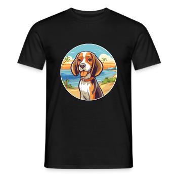 Kerry Beagle chien race dessin animé Kawaii Clipart chien - T-shirt homme - noir - Devant - AI Model Male 178 light (178cm)