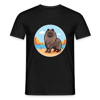 Keeshond Dog Breed Cartoon Kawaii Clipart Dog Pet - Men's T-Shirt - black - Front - AI Model Male 178 light (178cm)