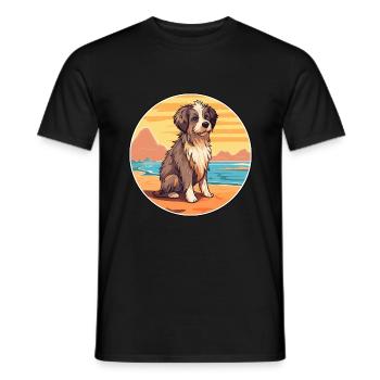 Kuchi Afghan Shepard race chien dessin animé Kawaii chien - T-shirt homme - noir - Devant - AI Model Male 178 light (178cm)