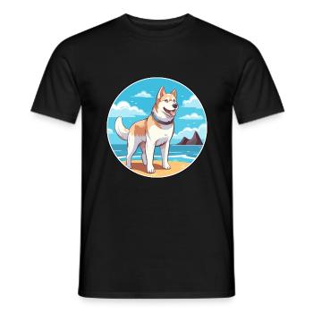 Labrador Husky chien race Cartoon Kawaii Clipart - T-shirt homme - noir - Devant - AI Model Male 178 light (178cm)