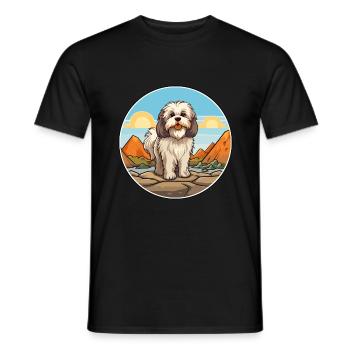 Lhasa Apso Hund Rasse Cartoon Kawaii Clipart Hund - Männer T-Shirt - Schwarz - Vorne - AI Model Male 178 light (178cm)