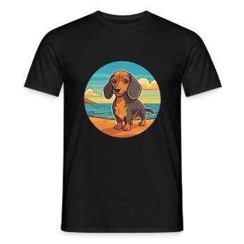 Miniatur Dackel Hund Rasse Cartoon Kawaii Hund - Männer T-Shirt - Schwarz - Vorne - AI Model Male 178 light (178cm)