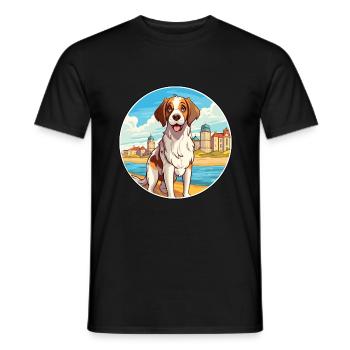 Moscou chien de garde chien race Cartoon Kawaii Clipart - T-shirt homme - noir - Devant - AI Model Male 178 light (178cm)