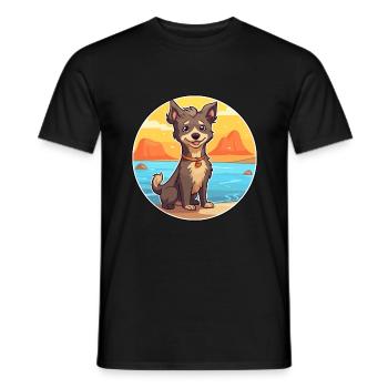 Mudi Hunderasse Karikatur Kawaii Clipart Aquarell - Männer T-Shirt - Schwarz - Vorne - AI Model Male 178 light (178cm)