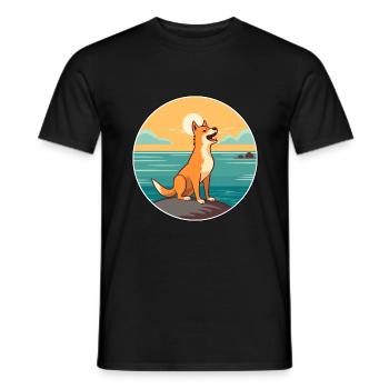 Neuguinea Singender Hund Rasse Cartoon Kawaii Hund - Männer T-Shirt - Schwarz - Vorne - AI Model Male 178 light (178cm)