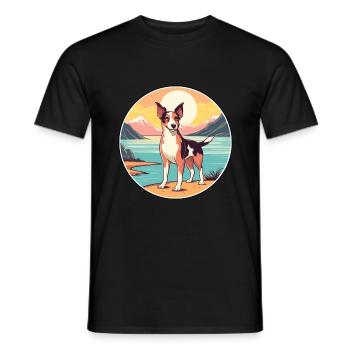 Nouvelle-Zélande chien race dessin animé kawaii Clipart chien - T-shirt homme - noir - Devant - AI Model Male 178 light (178cm)
