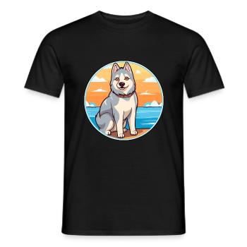 Northern Inuit Dog Breed Cartoon Kawaii Clipart - Men's T-Shirt - black - Front - AI Model Male 178 light (178cm)