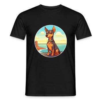 Miniatur Pinscher Hunderasse Cartoon Kawaii Hund - Männer T-Shirt - Schwarz - Vorne - AI Model Male 178 light (178cm)