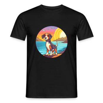 Nouvelle-Zélande Tête Chien Race Cartoon Kawaii Chien - T-shirt homme - noir - Devant - AI Model Male 178 light (178cm)