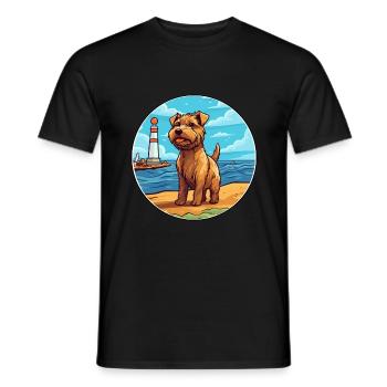Norfolk Terrier Dog Breed Cartoon Kawaii Clipart - Men's T-Shirt - black - Front - AI Model Male 178 light (178cm)