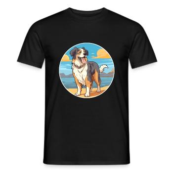 Nordamerikanischer Schäferhund Rasse Cartoon Kawaii - Männer T-Shirt - Schwarz - Vorne - AI Model Male 178 light (178cm)