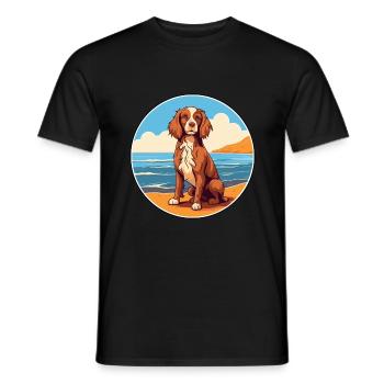 Norfolk Spaniel Dog Breed Cartoon Kawaii Clipart - Men's T-Shirt - black - Front - AI Model Male 178 light (178cm)