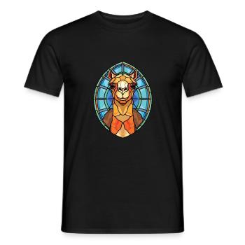 Camel Colorful Watercolor Animal Pet Illustration - Men's T-Shirt - black - Front - AI Model Male 178 light (178cm)