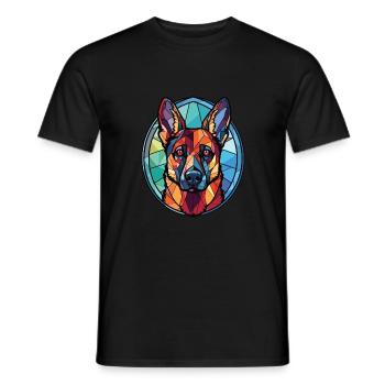 Berger Bullet Chien Aquarelle Colorée Animal - T-shirt homme - noir - Devant - AI Model Male 178 light (178cm)