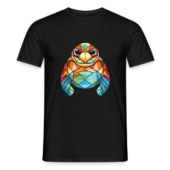 Turtle Colorful Watercolor Animal Pet Illustration - Men's T-Shirt - black - Front - AI Model Male 178 light (178cm)