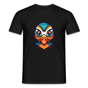 Mandarin Duck Aquarelle colorée Animal Cartoon - T-shirt homme - noir - Devant - AI Model Male 178 light (178cm)