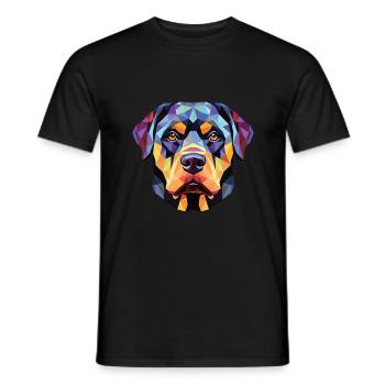 Rottweiler Chien Aquarelle Colorée Animal Cartoon - T-shirt homme - noir - Devant - AI Model Male 178 light (178cm)