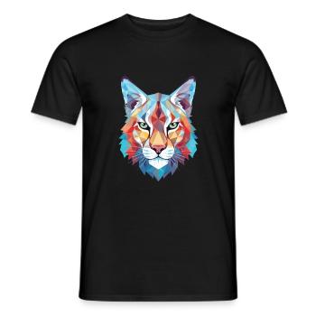 Luchs buntes Aquarell Tier Haustier Illustration - Männer T-Shirt - Schwarz - Vorne - AI Model Male 178 light (178cm)