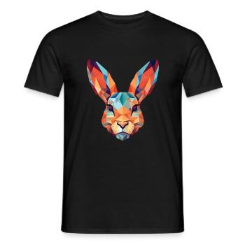 Lièvre Lapin Coloré Aquarelle Animal Animal Dessin Animé - T-shirt homme - noir - Devant - AI Model Male 178 light (178cm)