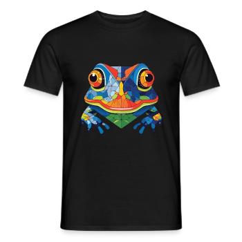 Bunte Aquarell-Tierhaustierillustration des Frosches - Männer T-Shirt - Schwarz - Vorne - AI Model Male 178 light (178cm)