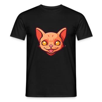 Red Devon Rex Cat Cartoon Watercolor Illustration - Men's T-Shirt - black - Front - AI Model Male 178 light (178cm)