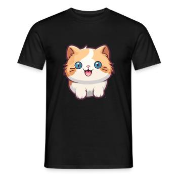 Munchkin Katze Cartoon Aquarell Illustration - Männer T-Shirt - Schwarz - Vorne - AI Model Male 178 light (178cm)