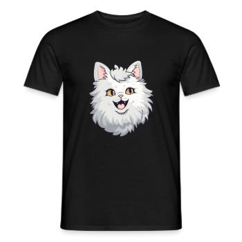 Laperm Katze Karikatur Aquarell Illustration - Männer T-Shirt - Schwarz - Vorne - AI Model Male 178 light (178cm)