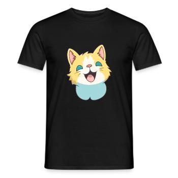 Khao Manee chat dessin animé illustration à l’aquarelle - T-shirt homme - noir - Devant - AI Model Male 178 light (178cm)