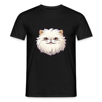 British Longhair Cat Cartoon Watercolor Clipart - Men's T-Shirt - black - Front - AI Model Male 178 light (178cm)