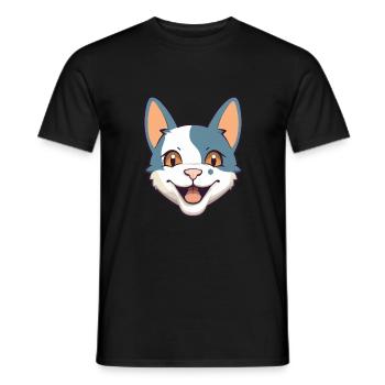 German Rex Cat Cartoon Watercolor Illustration - Men's T-Shirt - black - Front - AI Model Male 178 light (178cm)