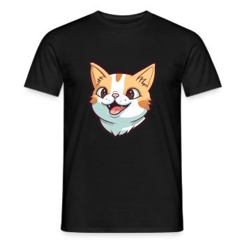 Brazilian Shorthair Cat Cartoon Watercolor Clipart - Men's T-Shirt - black - Front - AI Model Male 178 light (178cm)
