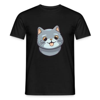 Britische Falte Kurzhaar Katze Karikatur Aquarell Kunst - Männer T-Shirt - Schwarz - Vorne - AI Model Male 178 light (178cm)