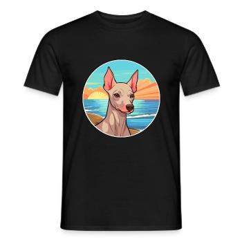Chien nu péruvien race Cartoon Kawaii Clipart - T-shirt homme - noir - Devant - AI Model Male 178 light (178cm)