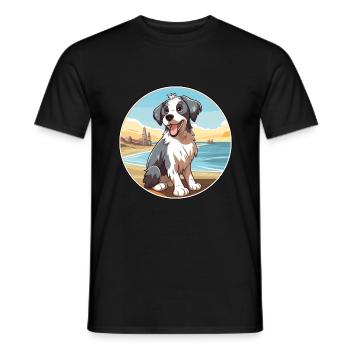 Chien de berger picard chien race Cartoon Kawaii Clipart - T-shirt homme - noir - Devant - AI Model Male 178 light (178cm)