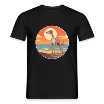 Vieux lévrier croate race de chien dessin animé kawaii - T-shirt homme - noir - Devant - AI Model Male 178 light (178cm)