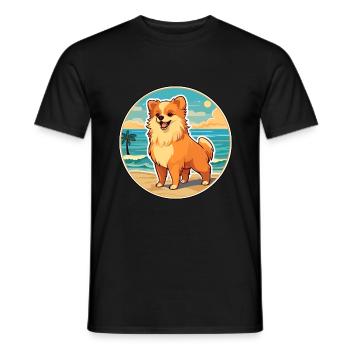 Poméranie allemand Spitz chien race Cartoon Kawaii - T-shirt homme - noir - Devant - AI Model Male 178 light (178cm)