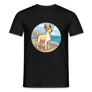 Portugiesisch Podengo Pequeno Hunderasse Cartoon Haustier - Männer T-Shirt - Schwarz - Vorne - AI Model Male 178 light (178cm)