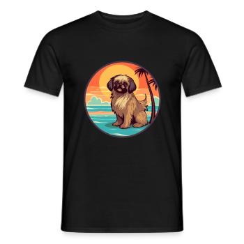 Pekingese Dog Breed Cartoon Kawaii Clipart Dog Pet - Men's T-Shirt - black - Front - AI Model Male 178 light (178cm)