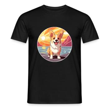 Pembroke Welsh Corgi Dog Breed Cartoon Kawaii Dog - Men's T-Shirt - black - Front - AI Model Male 178 light (178cm)