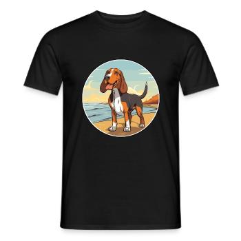 Poitevin Hound Dog Breed Cartoon Kawaii Clipart - Men's T-Shirt - black - Front - AI Model Male 178 light (178cm)