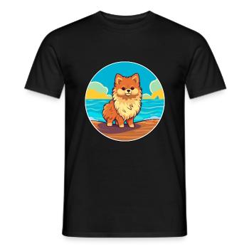 Pomeranian Spitz Hund Rasse Cartoon Kawaii Clipart - Männer T-Shirt - Schwarz - Vorne - AI Model Male 178 light (178cm)