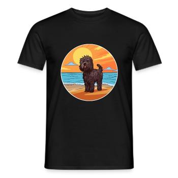 Puli chien race dessin animé Kawaii Clipart aquarelle - T-shirt homme - noir - Devant - AI Model Male 178 light (178cm)