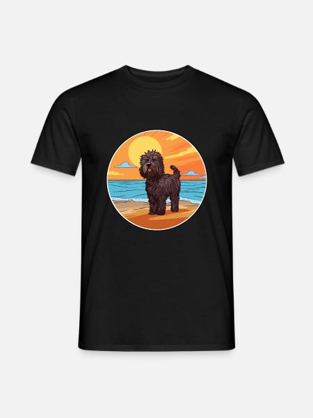 Puli Dog Breed Cartoon Kawaii Clipart Watercolor - Men's T-Shirt - black