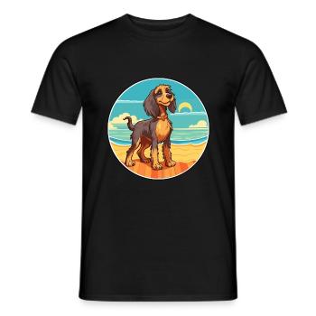 Phalene chien race dessin animé Kawaii Clipart chien animal de compagnie - T-shirt homme - noir - Devant - AI Model Male 178 light (178cm)