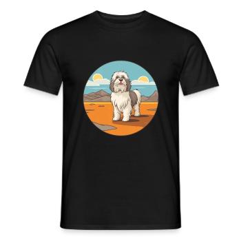 Polish Lowland Sheepdog Dog Breed Cartoon Kawaii - Men's T-Shirt - black - Front - AI Model Male 178 light (178cm)