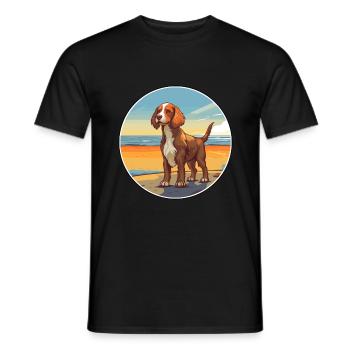 Pont Audemer Épagneul Race Chien Cartoon Kawaii Chien - T-shirt homme - noir - Devant - AI Model Male 178 light (178cm)