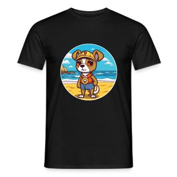 Chien de garde portugais race de chien de dessin animé Kawaii Dog - T-shirt homme - noir - Devant - AI Model Male 178 light (178cm)