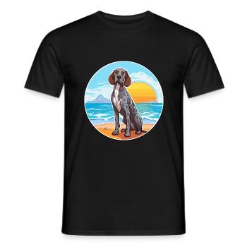 Portuguese Pointer Dog Breed Cartoon Kawaii Dog - Men's T-Shirt - black - Front - AI Model Male 178 light (178cm)